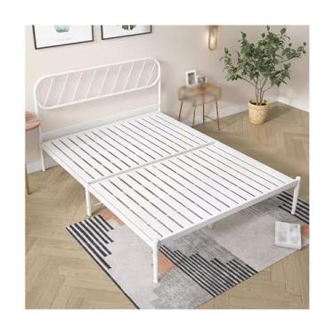 Imagem de Estrutura De Cama Queen De Metal, Estrutura De Cama De Tamanho Completo Com Pernas De Apoio Antiderrapantes, Armações De Cama Queen Modernas Para Apartamentos De Quarto (Color : White, Size : 39x78i