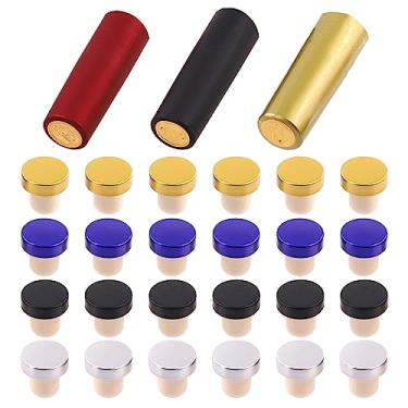 Imagem de Rustark 54 peças de rolhas de cortiça para garrafa de vinho em forma de T e kit de cápsulas termorretráteis de PVC, kit sortido de garrafa de vinho, tampa de vedação reutilizável para fazer vinho DIY