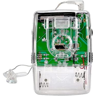 Imagem de Retekess TR624 Rádio portátil AM FM, mini rádio de bolso, rádio transparente com fone de ouvido de cristal, alimentado por bateria AAA, adequado para ambientes internos e externos (transparente)