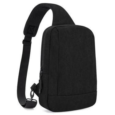Imagem de Bolsa tiracolo masculina com porta de carregamento USB pequena bolsa mensageiro transversal bolsa de ombro mochila feminina, Lona preta