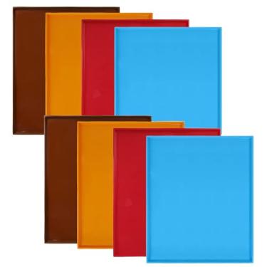 Imagem de 8 peças de folhas de desidratador de silicone com borda de 30,5 x 25,4 cm, bandejas de silicone antiaderentes, multiuso reutilizável para carne seca, frutas, carne, ervas, legumes, biscoitos (4 cores)