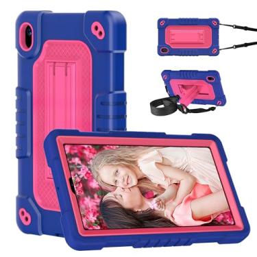 Imagem de Kebiory Capa para tablet Walmart Onn 7 2024 para Onn 7 4ª geração híbrida à prova de choque para crianças, capa com alça de ombro embutida para Walmart Onn 7 2024 modelo 100135924 (azul marinho)