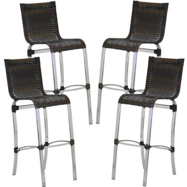 Imagem de 4 Banquetas Alta Haiti em Alumínio para Cozinha Bar Edícula