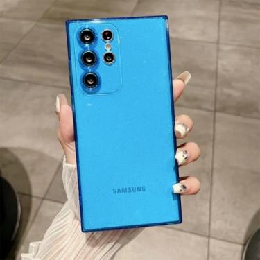 Imagem de Capa para celular s23 ultra translúcida e estética macia, azul, para s23 ultra