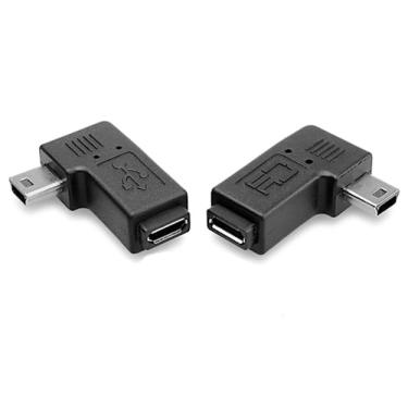 Imagem de CY 2 peças 90 graus ângulo esquerdo e direito mini USB 5 pinos macho para micro USB fêmea sincronização de dados adaptador de alimentação