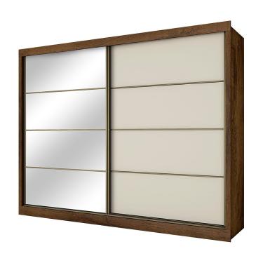 Imagem de Guarda Roupa Sevilha 2 Portas de Correr Casal 6 Gavetas MDF Mademarcs - Brauna/Offwhite
