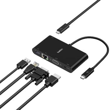 Imagem de Belkin Adaptador de multimídia USB-C (USB-C Hub com VGA, 4K HDMI, USB 3.0, portas Ethernet) 100W Passthrough Power para MacBook Pro, iPad Pro, Surface Pro, Chromebook More (AVC004)