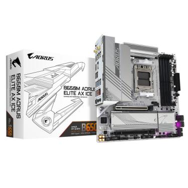 Imagem de Placa Mãe Gigabyte B650M AORUS ELITE AX ICE, AMD AM5, Chipset B650, 4xDDR5, mATX