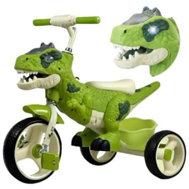 Imagem de Triciclo Dinossauro Passeio Motoca Infantil Pedal Com Cesta Luz Som DMT6922