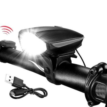 Imagem de Farol Bike Bicicleta Led Buzina Recarregável Led forte de Alta Qualida
