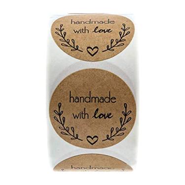 Imagem de 500 peças feitas à mão com adesivo de amor, 2,5 cm, rolo de adesivos de papel kraft fortes - coração preto