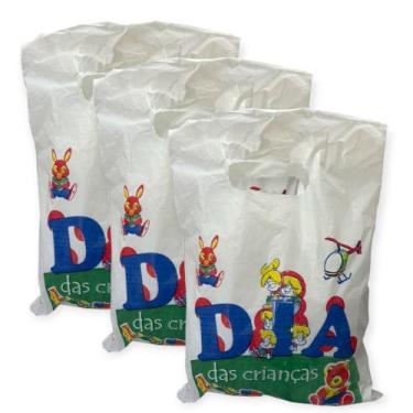 Imagem de Kit 100 Sacolinhas Plástica Branca Dia das Crianças 30x20cm - Mor