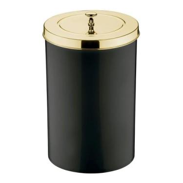 Imagem de Lixeira 8 Litros Tampa Cesto De Lixo Dourado Para Cozinha Banheiro Esc