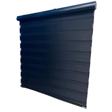 Imagem de Persiana Rolo Duplo Tecido Zebra Bandô Total Preta 160 (L) x 160 (A) Double Vision C/ K...