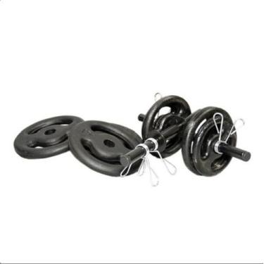 Imagem de Kit Musculação Completo Barras 12 Kg Anilhas Pintadas - Kl Master Fitn