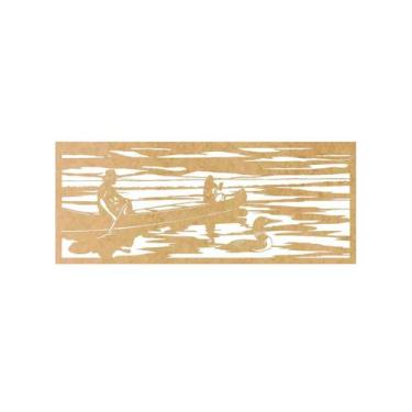 Imagem de Quadro Decorativo Mdf Cru Barco Pescadores 40X20Cm - Doce Arte Em Made
