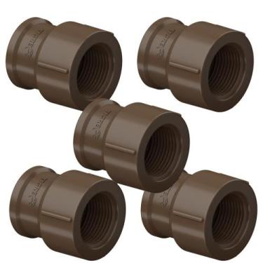 Imagem de Kit 5 Luva Soldável Com Rosca Roscável PVC Marrom Canos Tubos Água Fri