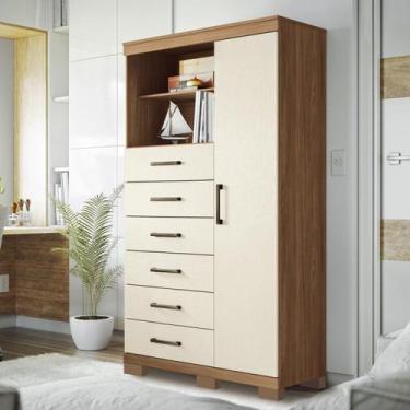 Imagem de Multi-Cômoda 1 Porta 6 Gavetas Marabá com Pés - Santos Andirá