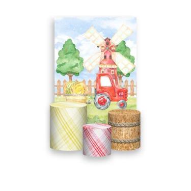 Imagem de Painel De Festa Vertical 1,50 x 2,20 + Trio De Capas Cilindro - Fazend