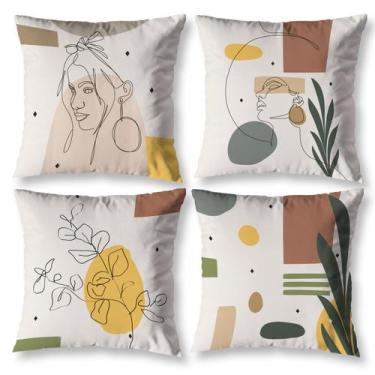 Imagem de Kit 4 Capas de Almofadas Cheias Estampa  FACES 40cm X 40cm Estampada D