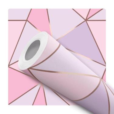 Imagem de Papel De Parede Vinílico Geométrico Roxo Rosa Rosê Sala Quarto 3m - DE