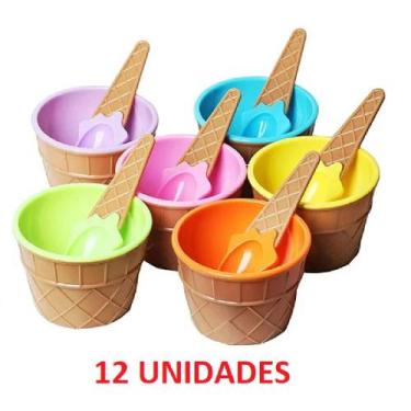 Imagem de 12 Potes De Sobremesa Casquinha De Sorvete com Colher - Inter