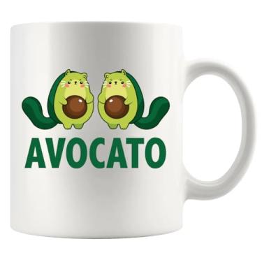 Imagem de Presentes para amantes de abacate abacate presentes gato mãe pai de irmã irmão namorada namorado filho filha amante de gatos caneca de cerâmica 325 ml branca