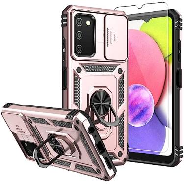 Imagem de Capa para celular Galaxy A03S, capa Samsung A03S, com protetores de tela e capa para câmera, [grau militar] Capa testada em queda de 4,9 m com suporte magnético capa protetora para A03S, TC-ouro rosa