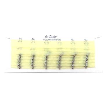 Imagem de SEW TRENDZ Par de 2 metros de fita de gancho e olhal tecido de malha de organza transparente 1,9 cm (3/10.2 cm) espaçamento prata metal borda cordão acabamento espartilho lingerie costura amarelo