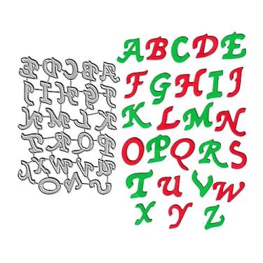 Imagem de Moldes de metal com 26 letras maiúsculas, letras maiúsculas, matriz de corte do alfabeto, faça você mesmo, modelo de artesanato, molde estêncil, para fazer cartões, álbum decorativo, álbum de recortes