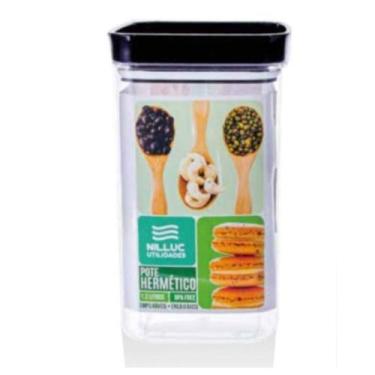 Imagem de Pote Hermetico Acrilico 1,2 Lts M Quadrado Empilhavel Nilluc, Preto
