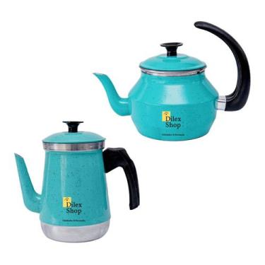 Imagem de Kit Bule E Chaleira Com Infusor Chá Café Leite Em Alumínio - DA ALUMIN