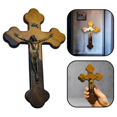 Imagem de Crucifixo De Parede Moldado Madeira 19 Cm - FORNECEDOR 9