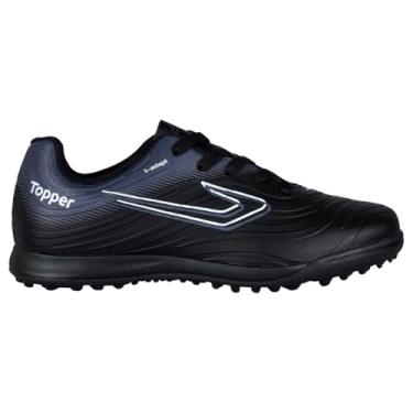 Imagem de Chuteira Topper Society Forza III Infantil Vermelho e Preto Original (Preto e Cinza, BR, Criança de 9 a 12 anos, Numérico, 31)