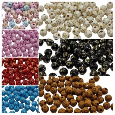 Imagem de Missanga Para Terço Com Cruz 8mm Kit 7Cores - Comercial Apetrechos