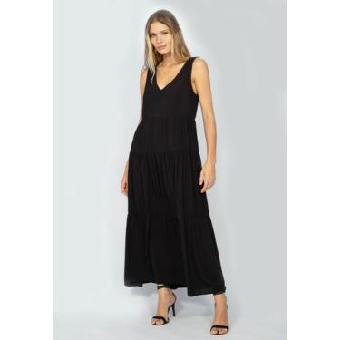 Imagem de Vestido Regata Longo Peri Viscose Amazonia Vital Camadas Preto