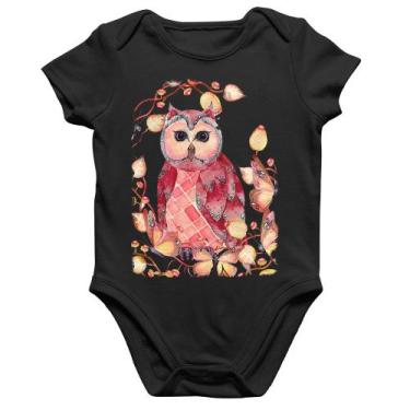Imagem de Body Bebê Algodão Coruja e Folhas - Foca na Moda, Preto, G