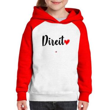 Imagem de Moletom Infantil Direito por amor - Foca na Moda, Branco, Vermelho, 10