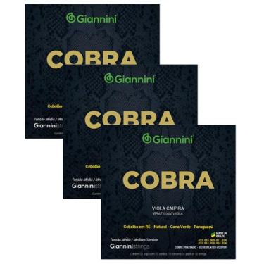 Imagem de Pacote Com 03 Jogos De Cordas Giannini Cobra Média Viola