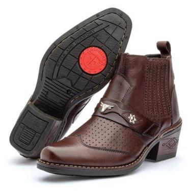 Imagem de Bota Masculina Texana Cano Curto em Couro IGO FRANCA, Cafe, 42