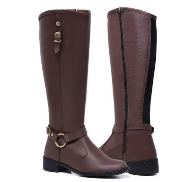 Imagem de Bota Cano Alto Gmm Shoes 11080 Leve e Confortável Zíper Feminino, Marr