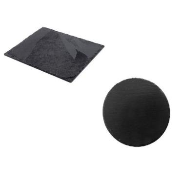 Imagem de Tabuas 2 (duas) De Servir Ardosia Preta Retangular E Redonda - Utensil