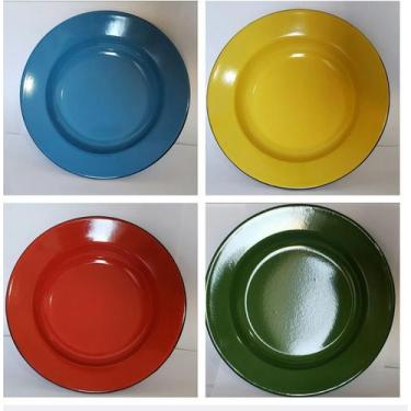 Imagem de Prato Esmaltado Ágata Original 22cm Kit 4 Unidades Postagem Rápida - M