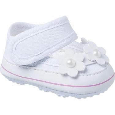 Imagem de Sandalia Sapatinho Bebe Primeiros Passo Colante Enfeite Flor - HB Moda