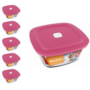 Imagem de Pote Vidro Quadrado Facilita Vap Com Tampa 1L Marinex 5Un - NADIR FIGU