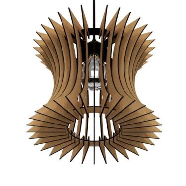 Imagem de Luminária Teto tipo Pendente CURVA MDF - Completa - CORALISA, MDF CRU,