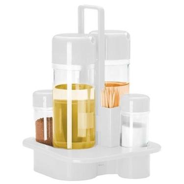 Imagem de Galheteiro Acrílico de mesa/Temperos Branco e Preto Delta 5 Peças Sale