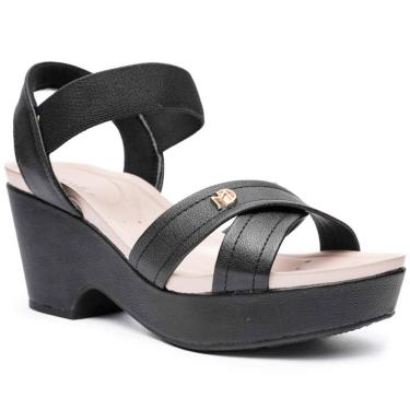 Imagem de Sandália Modare Plataforma Tiras Cruzadas Salto Feminina - Preto