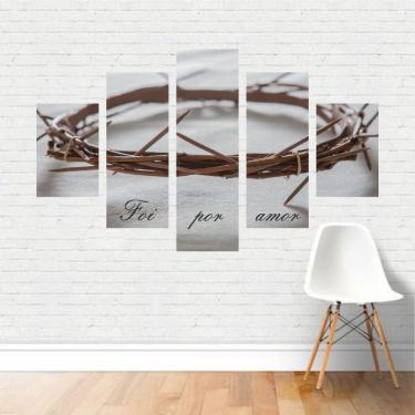 Imagem de Quadro Religião Coroa Espinhos Jesus Cristo Foi por Amor Canvas