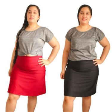 Imagem de Kit com 2 shorts saia plus size para academia moda evangélica suplex F